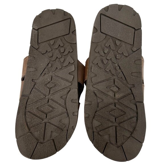 Mens Brown Leather Slide Sandals Size 12 With Rubber Soles - Picture 3 of 6